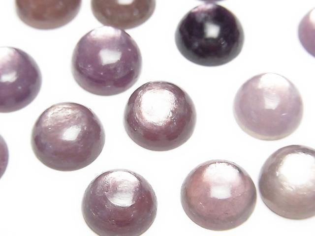 【動画】ロイヤルレピドライトキャッツアイAA++ ラウンド カボション10×10mm 3個の画像