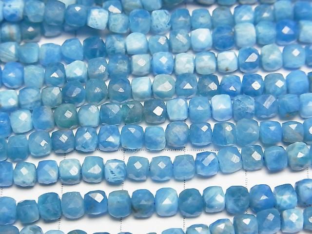 【動画】【素晴らしい輝き】マダガスカル産アパタイトAA+ キューブカット4×4×4mm 1連(約37cm) サムネイル2