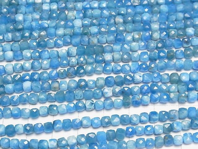 【動画】【素晴らしい輝き】マダガスカル産アパタイトAA+ キューブカット4×4×4mm 1連(約37cm) サムネイル3