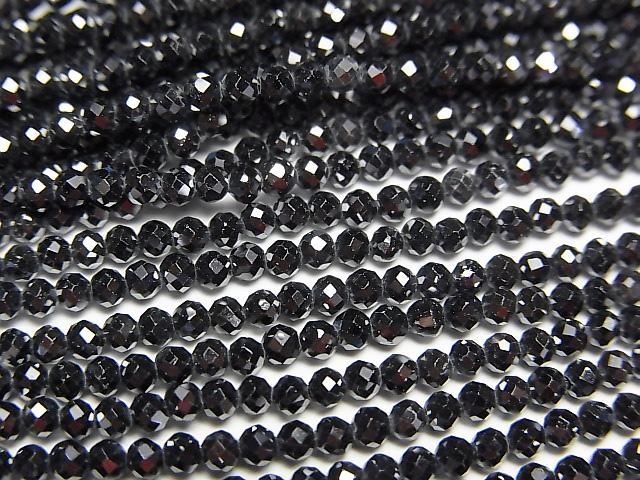 【動画】【素晴らしい輝き】キュービックジルコニアAAA 極小ラウンドカット2mm 【ブラック】 1連(約35cm)の画像