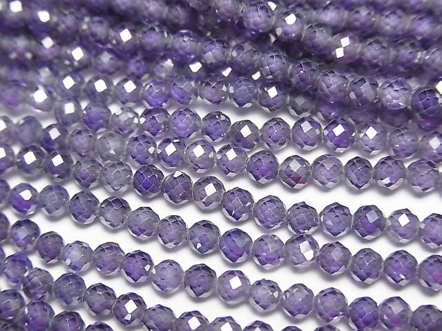 【動画】【素晴らしい輝き】キュービックジルコニアAAA ラウンドカット3mm 【バイオレット】 1連(約35cm)の画像