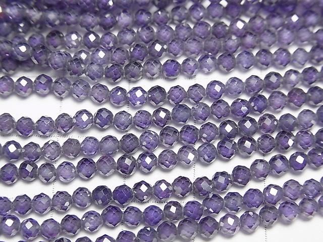 【動画】【素晴らしい輝き】キュービックジルコニアAAA ラウンドカット3mm 【バイオレット】 1連(約35cm) サムネイル2