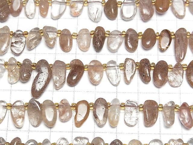 【動画】ブラウンルチルクォーツAA タンブル クレオ穴 1連(約35cm) サムネイル3