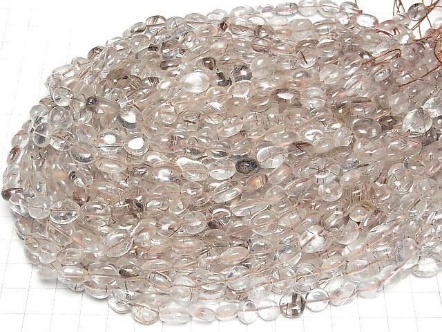 【動画】ブラウンルチルクォーツAA タンブル 1連(約36cm) サムネイル4