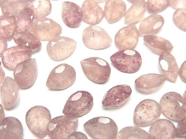 【動画】宝石質ピンクエピドートAA++ ルース ペアシェイプファセットカット8×6mm 5粒の画像