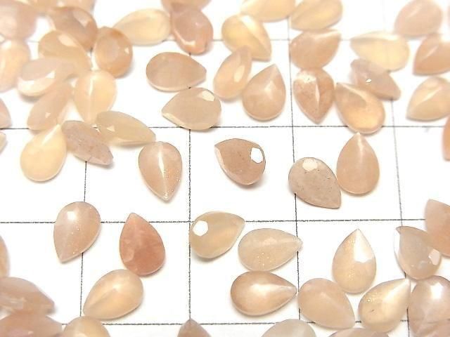 【動画】宝石質ピーチムーンストーンAAA- ルース ペアシェイプファセットカット6×4mm 10粒 サムネイル2