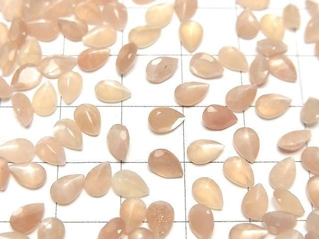 【動画】宝石質ピーチムーンストーンAAA- ルース ペアシェイプファセットカット6×4mm 10粒 サムネイル3