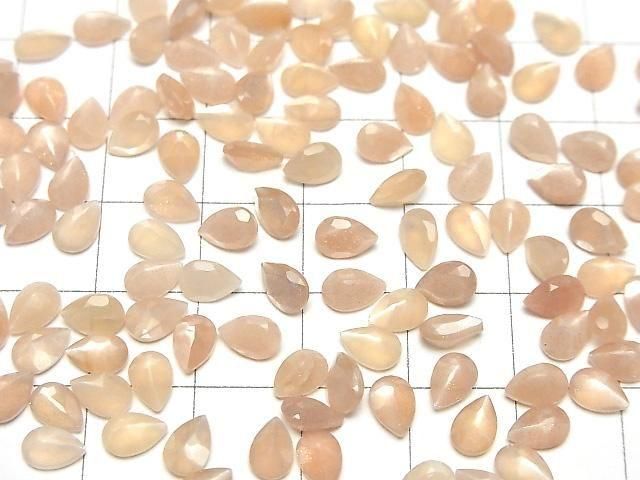 【動画】宝石質ピーチムーンストーンAAA- ルース ペアシェイプファセットカット6×4mm 10粒 サムネイル4