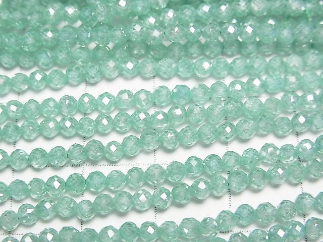 【動画】【素晴らしい輝き】キュービックジルコニアAAA ラウンドカット3mm 【ライトグリーン】 1連(約36cm) サムネイル2