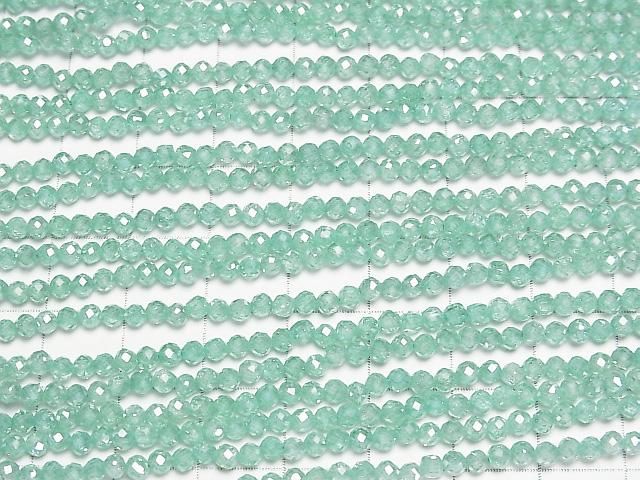 【動画】【素晴らしい輝き】キュービックジルコニアAAA ラウンドカット3mm 【ライトグリーン】 1連(約36cm) サムネイル3