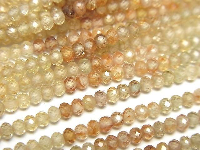 【動画】【素晴らしい輝き】宝石質天然マルチカラージルコンAAA ボタンカット3×3×1.5mm 半連/1連(約30cm)の画像