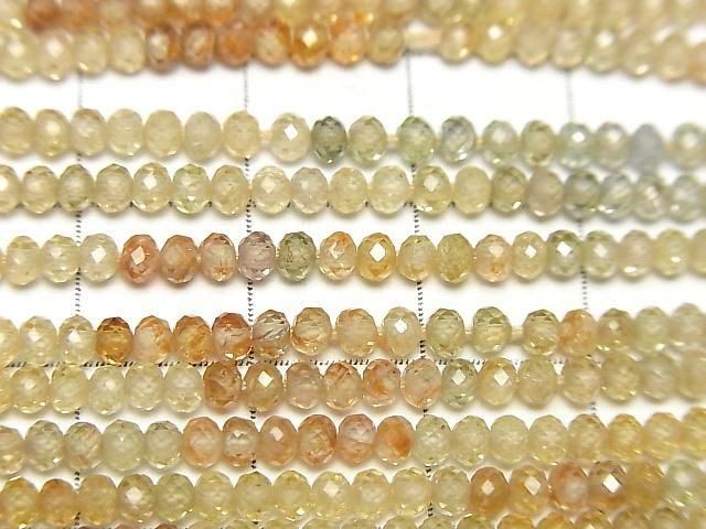 【動画】【素晴らしい輝き】宝石質天然マルチカラージルコンAAA ボタンカット3×3×1.5mm 半連/1連(約30cm) サムネイル2