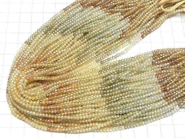 【動画】【素晴らしい輝き】宝石質天然マルチカラージルコンAAA ボタンカット3×3×1.5mm 半連/1連(約30cm) サムネイル4