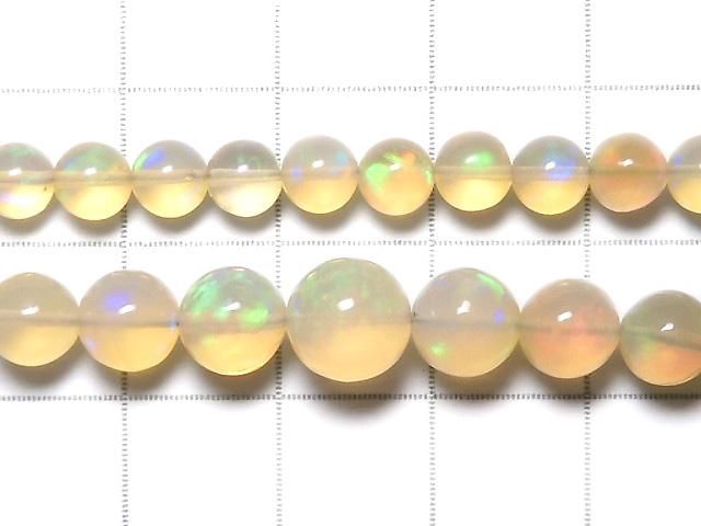 【動画】【1点もの】宝石質エチオピア産オパールAAAAA ラウンド5〜8mm 1連(約40cm) NO.102 サムネイル2