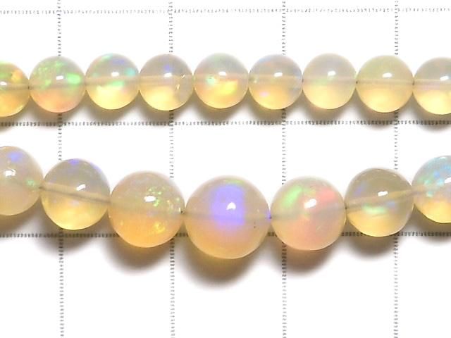 【動画】【1点もの】宝石質エチオピア産オパールAAAAA ラウンド4.5〜7mm 1連(約40cm) NO.103 サムネイル2