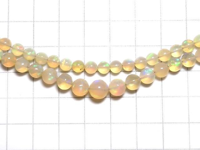 【動画】【1点もの】宝石質エチオピア産オパールAAAAA ラウンド4.5〜7mm 1連(約40cm) NO.103 サムネイル3