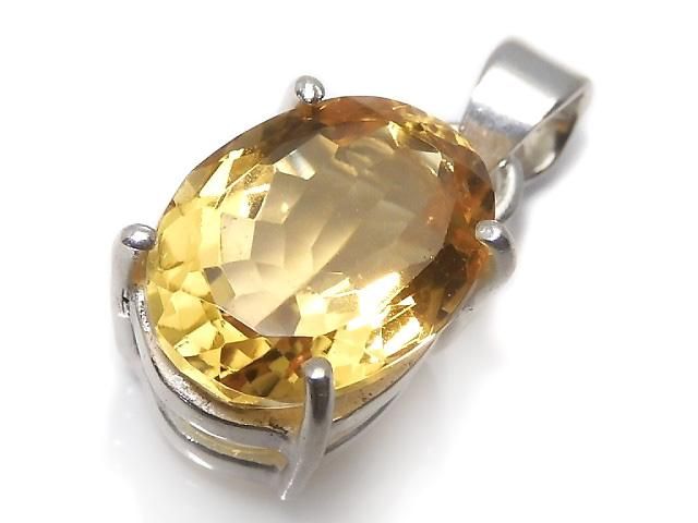 【動画】【1点もの】宝石質ブランデーシトリンAAA ファセットカットペンダントトップ SILVER925製 NO.51の画像