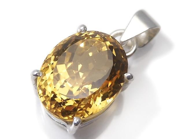 【動画】【1点もの】宝石質ブランデーシトリンAAA ファセットカットペンダントトップ SILVER925製 NO.52の画像