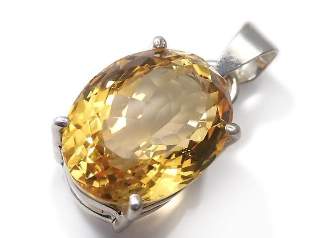 【動画】【1点もの】宝石質ブランデーシトリンAAA ファセットカットペンダントトップ SILVER925製 NO.54の画像