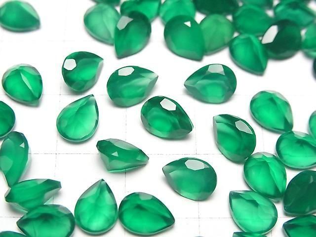 【動画】宝石質グリーンオニキスAAA ルース ペアシェイプファセットカット8×6mm 5粒 サムネイル2