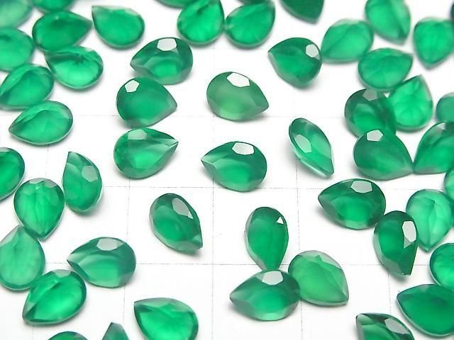 【動画】宝石質グリーンオニキスAAA ルース ペアシェイプファセットカット8×6mm 5粒 サムネイル3