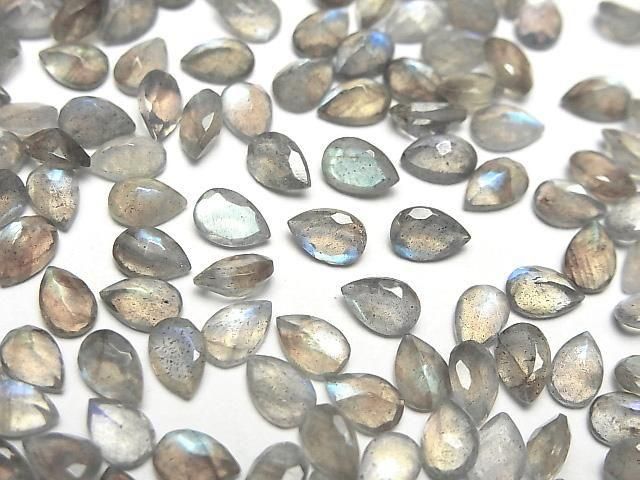 【動画】宝石質ラブラドライトAA++ ペアシェイプファセットカット6×4mm 10粒の画像