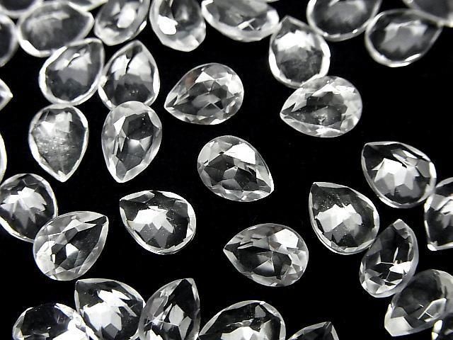 【動画】宝石質クリスタルAAA ルース ペアシェイプファセットカット8×6mm 5粒の画像