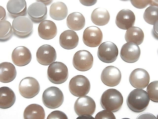 【動画】ブラウン~グレームーンストーンAAA ラウンド カボション7×7mm 10個の画像