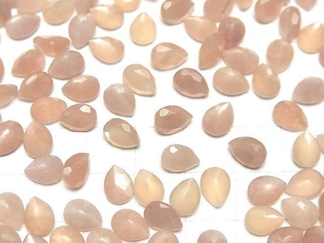 【動画】宝石質ピーチムーンストーンAAA- ルース ペアシェイプファセットカット8×6mm 5粒 サムネイル4