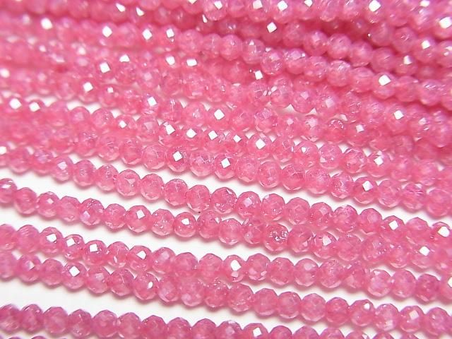 【動画】【素晴らしい輝き】キュービックジルコニアAAA 極小ラウンドカット2mm 【レッドピンク】 1連(約35cm)の画像