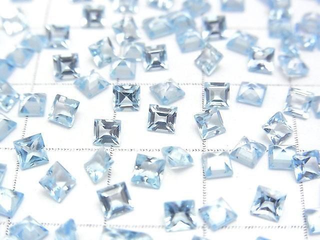 【動画】宝石質スカイブルートパーズAAA ルース スクエアファセットカット3×3mm 10粒 サムネイル2
