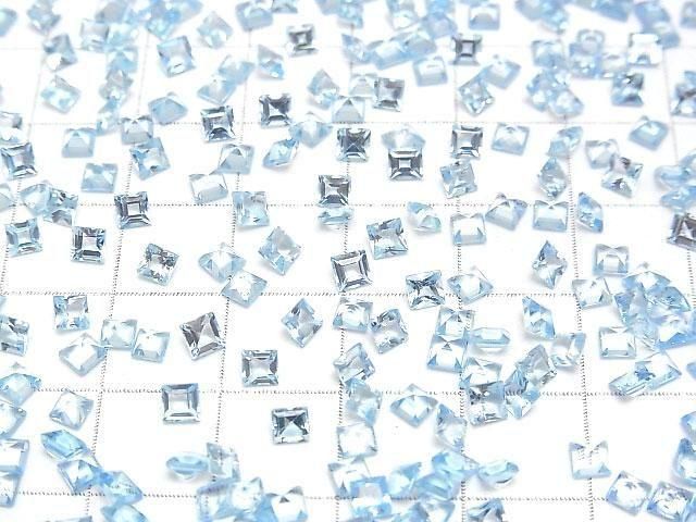 【動画】宝石質スカイブルートパーズAAA ルース スクエアファセットカット3×3mm 10粒 サムネイル3