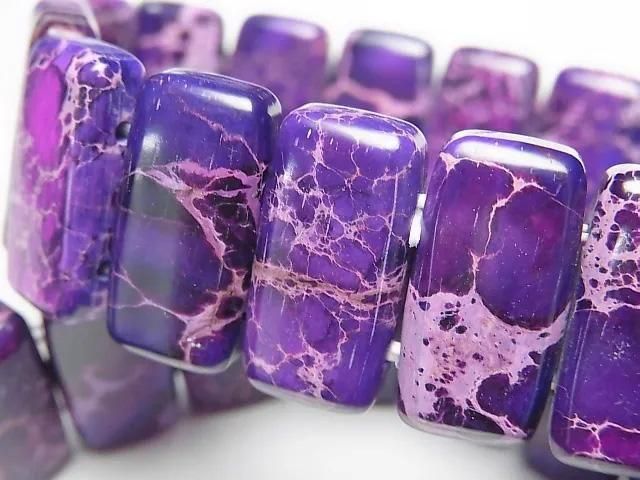 【動画】パープルカラーカオリン 2つ穴レクタングル20×10×6mm 1連(バングルブレス)の画像