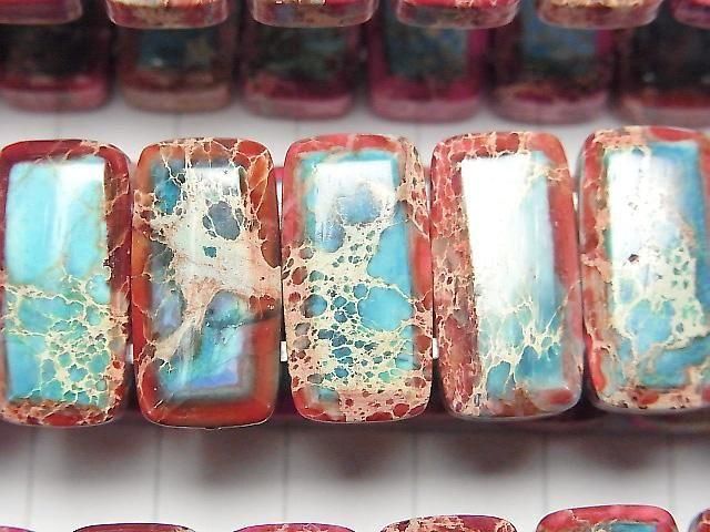 【動画】レッド×ブルーカラーカオリン 2つ穴レクタングル20×10×6mm 1連(バングルブレス) サムネイル2
