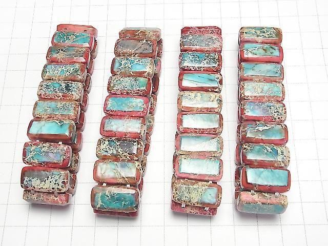 【動画】レッド×ブルーカラーカオリン 2つ穴レクタングル20×10×6mm 1連(バングルブレス) サムネイル3