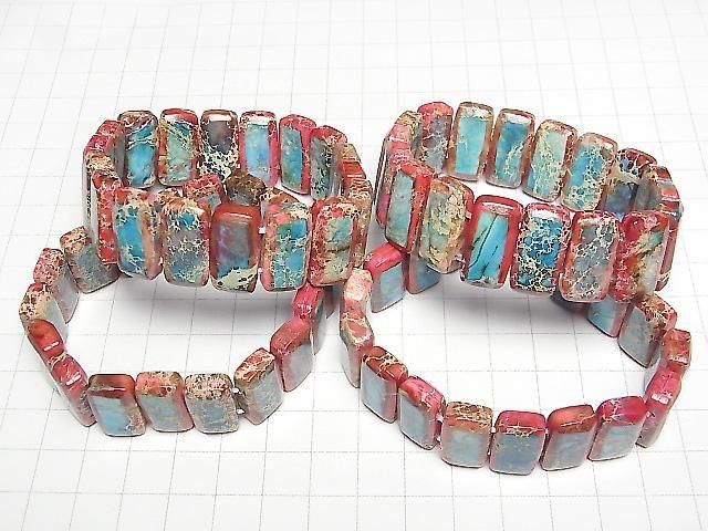 【動画】レッド×ブルーカラーカオリン 2つ穴レクタングル20×10×6mm 1連(バングルブレス) サムネイル4