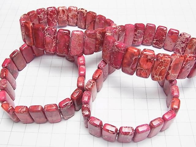 【動画】レッドカラーカオリン 2つ穴レクタングル20×10×6mm 1連(バングルブレス) サムネイル4