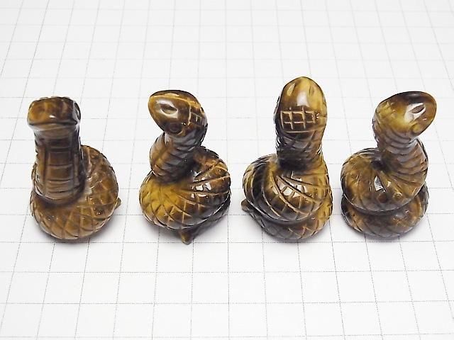 【動画】イエロータイガーアイ へびモチーフ 49×28mm 【穴なし】 1個 サムネイル3
