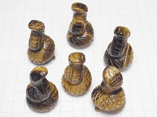 【動画】イエロータイガーアイ へびモチーフ 49×28mm 【穴なし】 1個 サムネイル4