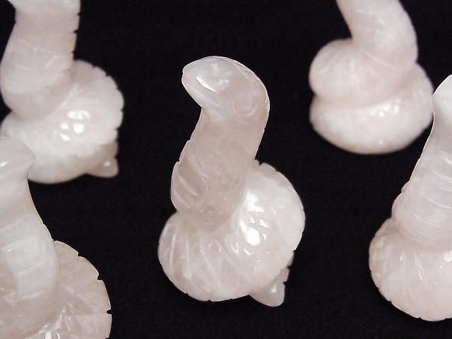 【動画】ローズクォーツ へびモチーフ 49×28mm 【穴なし】 1個の画像