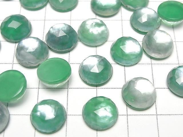 【動画】グリーンオニキス×ホワイトシェル×クリスタルAAA- ラウンド ローズカット12×12mm 2個 サムネイル3