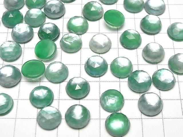【動画】グリーンオニキス×ホワイトシェル×クリスタルAAA- ラウンド ローズカット12×12mm 2個 サムネイル4