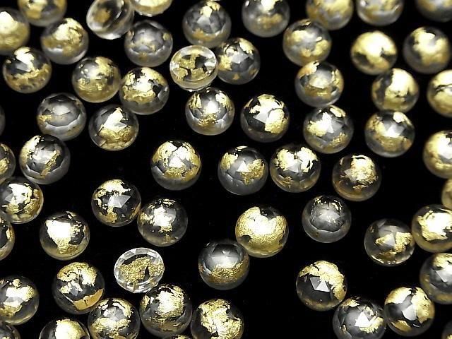 【動画】ダブレットクリスタルAAA ラウンド ローズカット8×8mm ゴールド 3個 サムネイル4