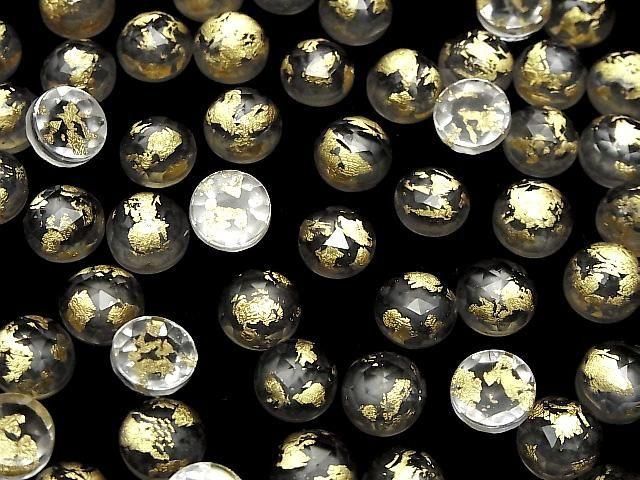 【動画】ダブレットクリスタルAAA ラウンド ローズカット10×10mm ゴールド 2個 サムネイル4