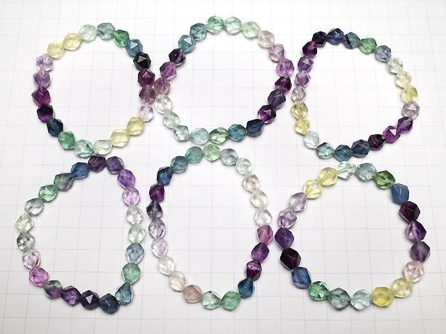 【動画】マルチカラーフローライトAAA 20面ラウンドカット8.5mm カラーグラデーション 1連(ブレス) サムネイル4