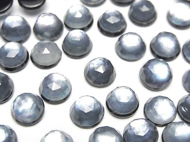 【動画】オニキス×ホワイトシェル×クリスタルAAA- ラウンド ローズカット8×8mm 3個の画像