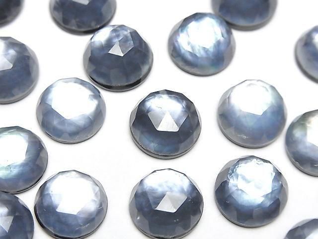 【動画】オニキス×ホワイトシェル×クリスタルAAA- ラウンド ローズカット12×12mm 2個の画像