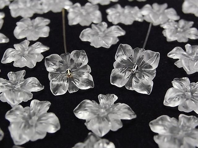 ブラジル産クリスタル フラワー（お花）16mm 中央穴 2個｜天然石ビーズ