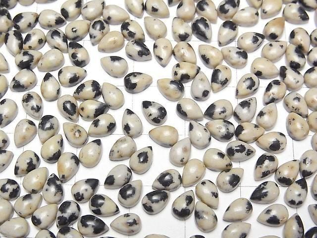 【動画】ダルメシアンジャスパー ペアシェイプ カボション6×4mm 5個 サムネイル4