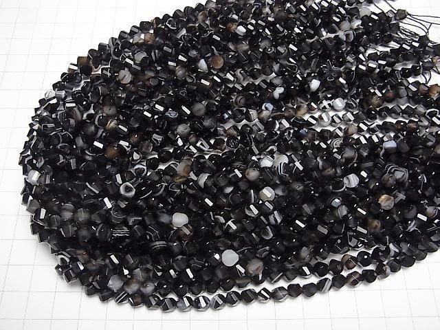 【動画】【素晴らしい輝き】ストライプオニキス ツイスト×多面カット6×5×5mm 1連(約37cm) サムネイル4